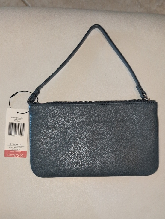 Vera Bradley Handbags - Vera Bradley Pebbled Leather Wristlet in Slate Blue NWT